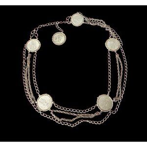 Womens Belt Multi-Chain Belt Ancient Roman Empire Coin Medallion Horse Carriage